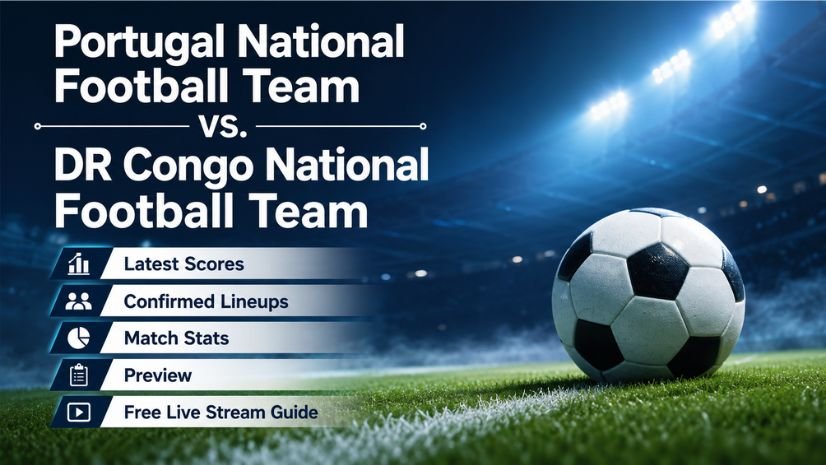 # Portugal National Football Team vs. DR Congo National Football Team Latest Scores, Confirmed Lineups, Match Stats, Preview, and Free Live Stream Guide
The FIFA World Cup 2026 action continues with a highly anticipated Group K encounter as Portugal face DR Congo at Houston Stadium in Texas. This opening group-stage fixture brings together one of Europe’s football powerhouses and an ambitious African side eager to make its mark on the world stage.
Portugal arrive with a squad packed with international experience, while DR Congo enter the tournament determined to showcase their progress after earning qualification for football’s biggest competition. With valuable Group K points on the line, both teams know the importance of a positive start.
## Portugal vs DR Congo Match Information
| Match | Portugal vs DR Congo |
| --------------- | ------------------------ |
| Competition | FIFA World Cup 2026 |
| Group | Group K |
| Date | June 17, 2026 |
| Venue | Houston Stadium, Houston |
| Kick-off (ET) | 1:00 PM |
| Kick-off (BST) | 6:00 PM |
| Kick-off (IST) | 10:30 PM |
| Kick-off (AEST) | 3:00 AM (June 18) |
## Confirmed Starting Lineups
### Portugal Starting XI
* Diogo Costa
* João Cancelo
* Tomas Araujo
* Renato Veiga
* Nuno Mendes
* João Neves
* Bruno Fernandes
* Vitinha
* Bernardo Silva
* Cristiano Ronaldo
* Pedro Neto
### DR Congo Starting XI
* Lionel Mpasi
* Aaron Wan-Bissaka
* Steve Kapuadi
* Axel Tuanzebe
* Chancel Mbemba
* Arthur Masuaku
* Samuel Moutoussamy
* Edo Kayembe
* Ngal’ayel Mukau
* Yoane Wissa
* Cédric Bakambu
## Latest Match Score
**Portugal: 0**
**DR Congo: 0**
The match begins with both nations searching for an important early advantage in Group K. Live score updates, goals, bookings, substitutions, and full-time statistics will be updated throughout the game.
## Match Stats Tracker
| Statistic | Portugal | DR Congo |
| --------------- | -------- | -------- |
| Goals | 0 | 0 |
| Shots | - | - |
| Shots on Target | - | - |
| Possession | - | - |
| Corners | - | - |
| Fouls | - | - |
| Yellow Cards | - | - |
| Offsides | - | - |
## Portugal Eye Strong World Cup Opening
Portugal enter the tournament carrying significant expectations thanks to a talented squad featuring experienced leaders and emerging stars. The midfield trio of Bruno Fernandes, Vitinha, and João Neves offers creativity and control, while Cristiano Ronaldo remains one of the most recognizable figures in international football.
The Portuguese side has consistently competed among the elite nations in major tournaments and will be aiming to begin its World Cup campaign with a confident performance. Defensive stability will also be key, with João Cancelo and Nuno Mendes expected to provide both defensive cover and attacking support from wide areas.
## DR Congo Ready for World Cup Challenge
DR Congo arrives with momentum and belief after successfully navigating qualification. The African nation features several players competing in top European leagues, giving the squad valuable international experience.
The defensive unit led by Chancel Mbemba and Aaron Wan-Bissaka will be tasked with limiting Portugal's attacking opportunities, while Yoane Wissa and Cédric Bakambu provide pace and finishing ability in the final third.
A strong result in the opening match could significantly strengthen DR Congo's position in the race for qualification from Group K.
## Group K Standings
| Position | Team | P | W | D | L | GD | Pts |
| -------- | ----------- | - | - | - | - | -- | --- |
| 1 | Portugal | 0 | 0 | 0 | 0 | 0 | 0 |
| 2 | DR Congo | 0 | 0 | 0 | 0 | 0 | 0 |
| 3 | South Korea | 0 | 0 | 0 | 0 | 0 | 0 |
| 4 | Jordan | 0 | 0 | 0 | 0 | 0 | 0 |
## Free Live Stream and TV Coverage
Football fans can watch Portugal vs DR Congo through various broadcasters worldwide.
| Country | Broadcaster |
| -------------- | ------------- |
| United States | FOX Sports |
| United Kingdom | BBC |
| Portugal | SIC, Sport TV |
| Canada | TSN |
| Australia | SBS |
| India | JioHotstar |
| France | M6 |
| Germany | ZDF |
## Final Thoughts
Portugal vs DR Congo is one of the standout Group K fixtures on the opening matchday. Portugal's experienced squad faces a determined DR Congo side eager to impress on the global stage. Supporters can follow the latest scores, confirmed lineups, match statistics, and post-match reaction as the World Cup 2026 journey begins for both nations in Houston.